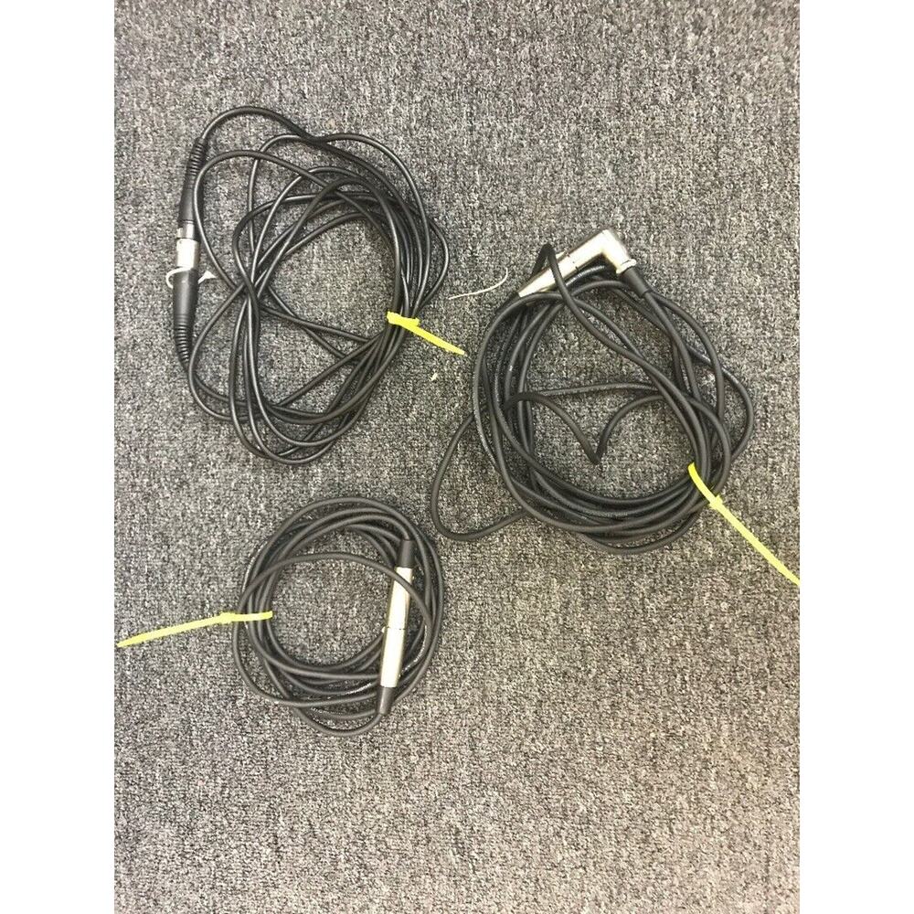 LOT OF THREE Microphone Cables Two 15 ft and One 10 ft UNBRANDED One RIGHT ANGLE